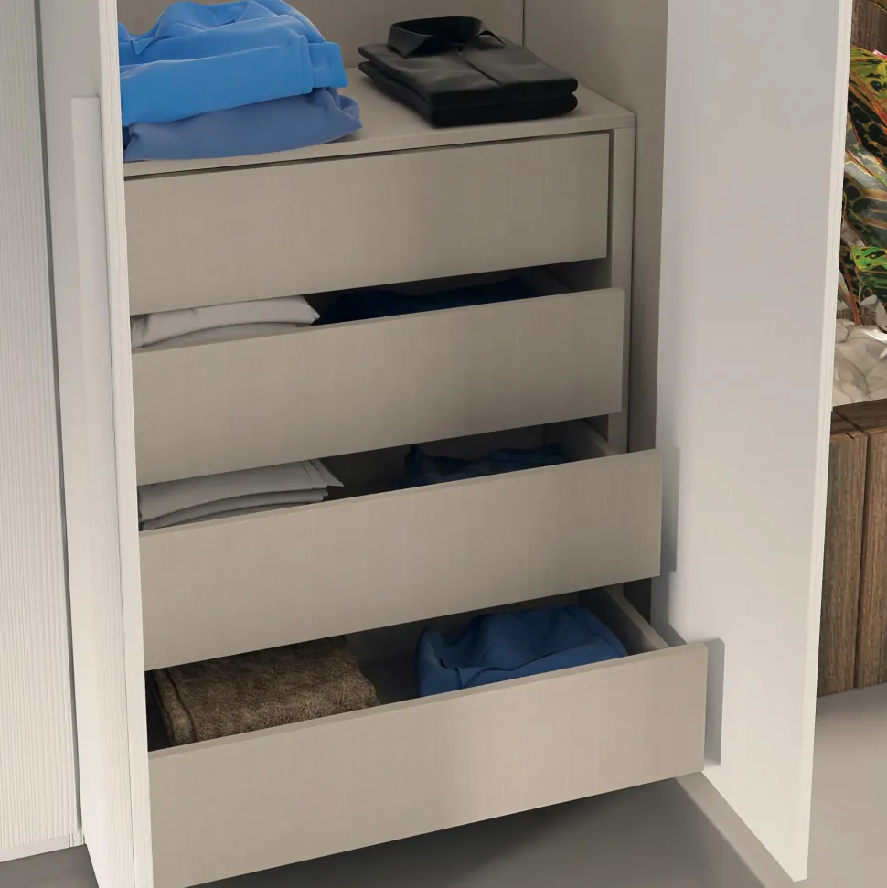 Armadio ante battenti in laminato materico White oak di Collezione esclusiva