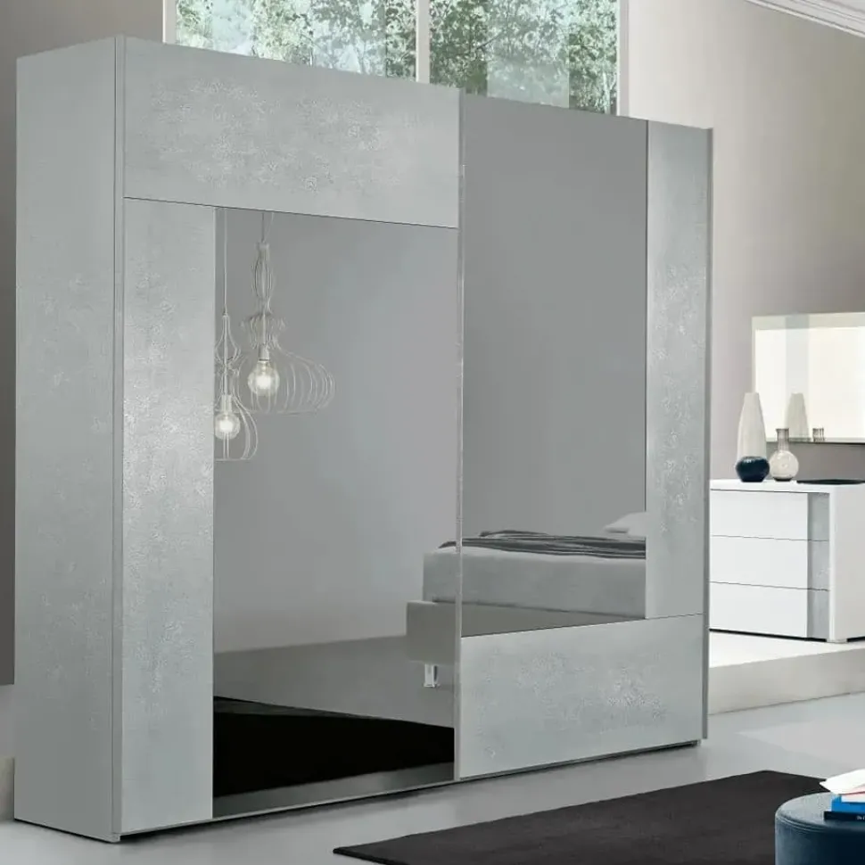 Armadio Armadio a 2 ante scorrevoli mod.luxury con specchi fumè in promo-sconto del 50% Gierre mobili a due ante a prezzo scontato