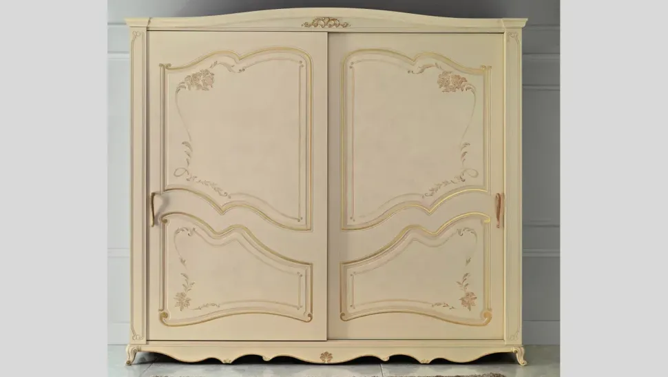 Armadio classico Armadio a 2 ante scorrevoli mod.goya patinato avorio con decori in promo-sconto del 40% Euro design con un ribasso imperdibile