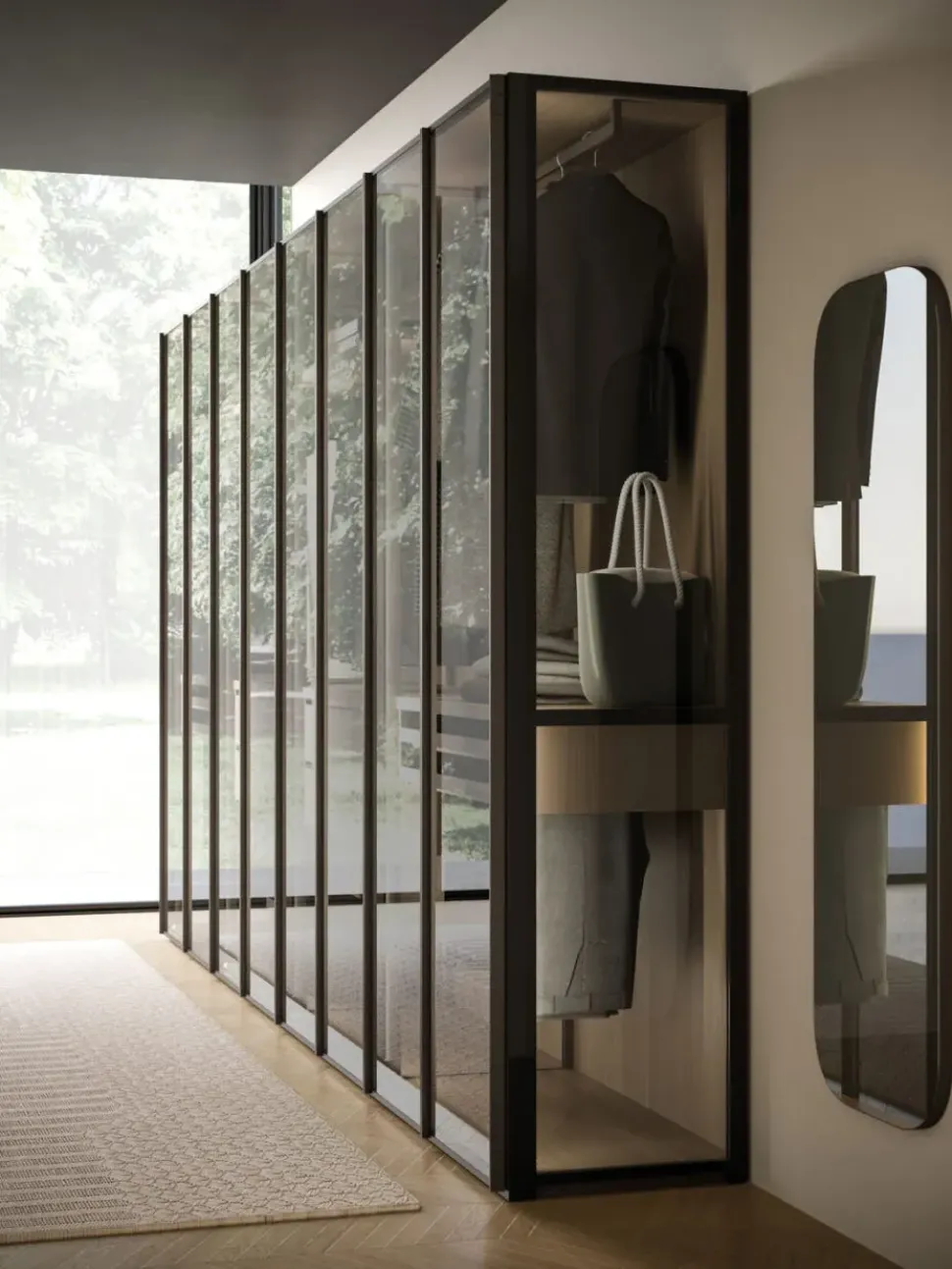 Armadio con ante battenti moderno Armadio skeletro con ante glass night 15 Orme a prezzo ribassato