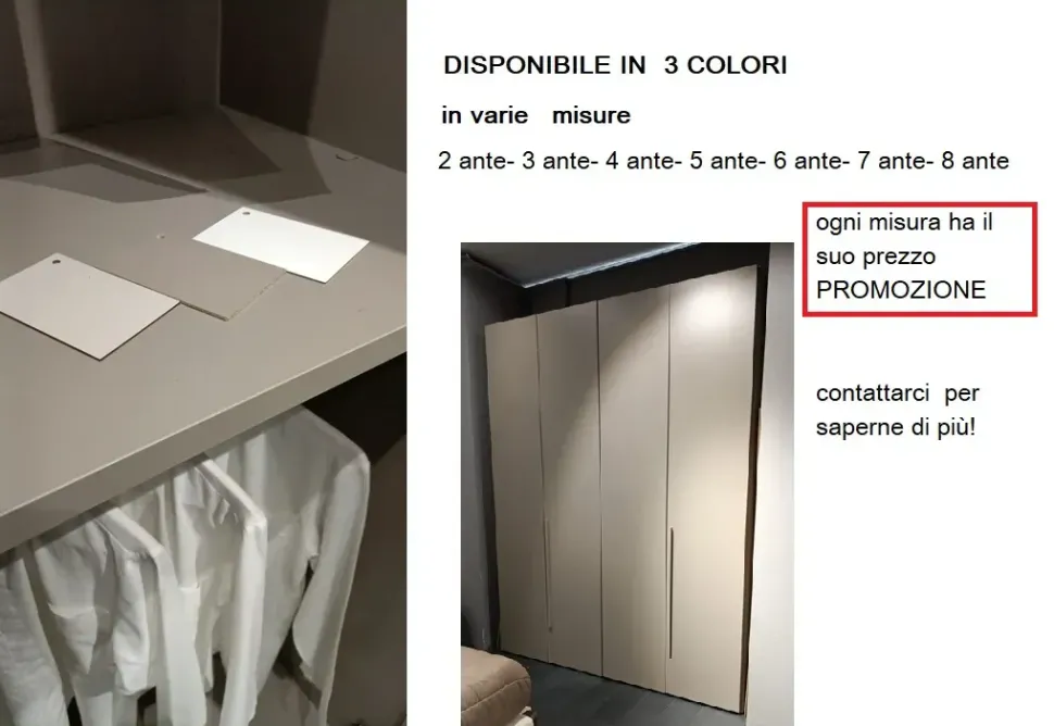 Armadio con ante battenti moderno 6antepromo con cassettiere Collezione esclusiva a prezzo ribassato