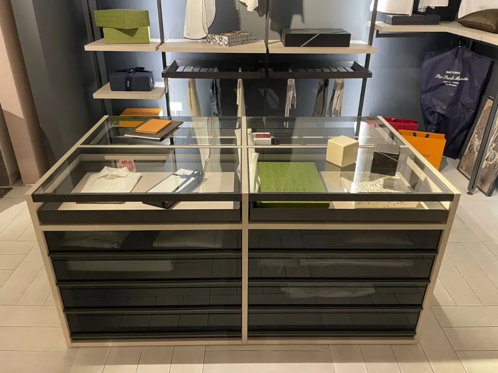 Armadio con cabina armadio moderno Virgo Mercantini a prezzo scontato