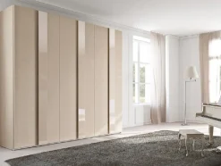 Armadio moderno Armadio mod.aster&class in tamburato versione frassinato tortora con maniglie in vetro laccato scontato del 40% Dal cin PREZZI OUTLET