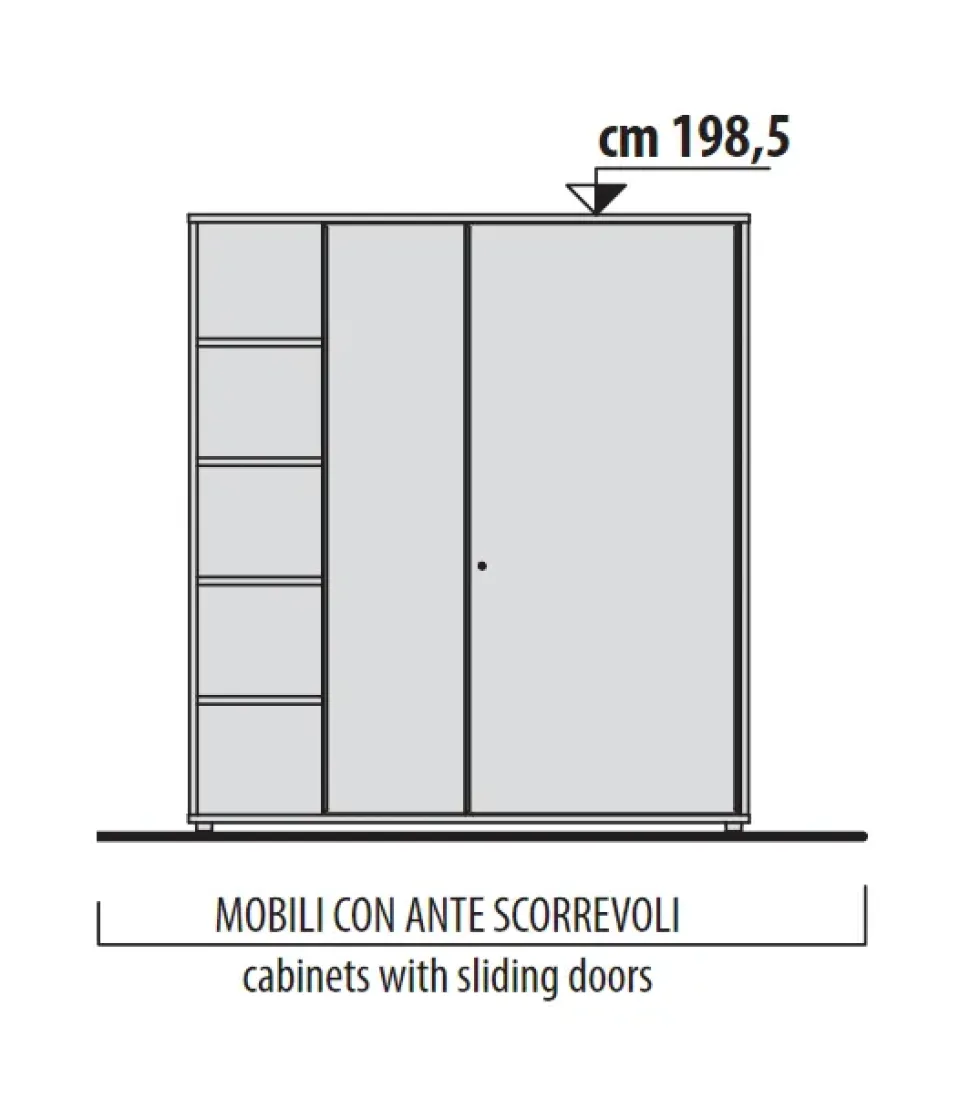 Armadio moderno Mobile alto con ante scorrevoli di Las mobili a PREZZO OUTLET -40%
