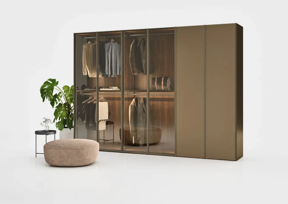 Armadio moderno Perry vetro + laccato Novamobili con un ribasso imperdibile