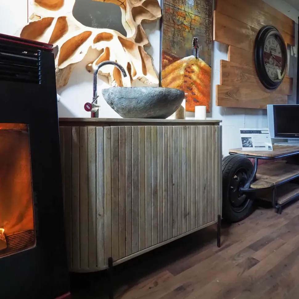 Arredamento bagno: mobile Nuovi mondi collection Mobile bagno oval in vero legno a prezzo scontato