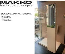 Box doccia Makro, piatto doccia less in makril 120x80 + vetro pluvio Artigianale. Prezzo scontato!