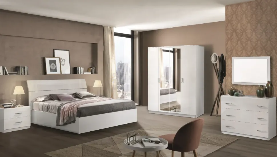 Camera completa Artigianale Modello mary bianco a prezzo ribassato in laccato lucido