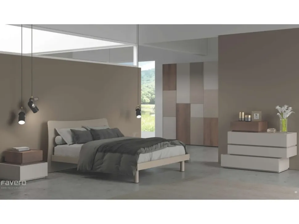 Camera completa FAVERO con letto Zeus + gruppo Best + armadio Zantaro