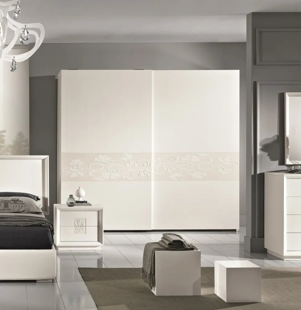 Camera da letto Artemide frassino bianco Euro design in legno a prezzo ribassato