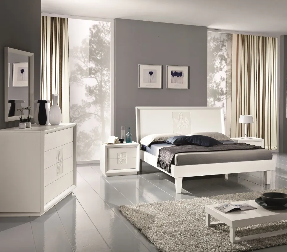 Camera da letto Artemide frassino bianco Euro design in legno a prezzo ribassato