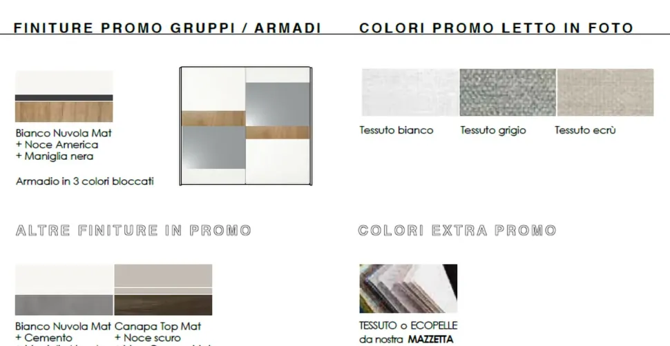 Camera da letto Artigianale Gdo 619 a prezzo scontato in laminato