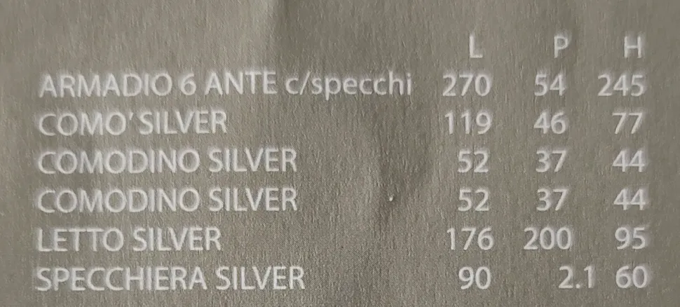 Camera da letto Camera silver 309 Collezione esclusiva in laminato a prezzo Outlet