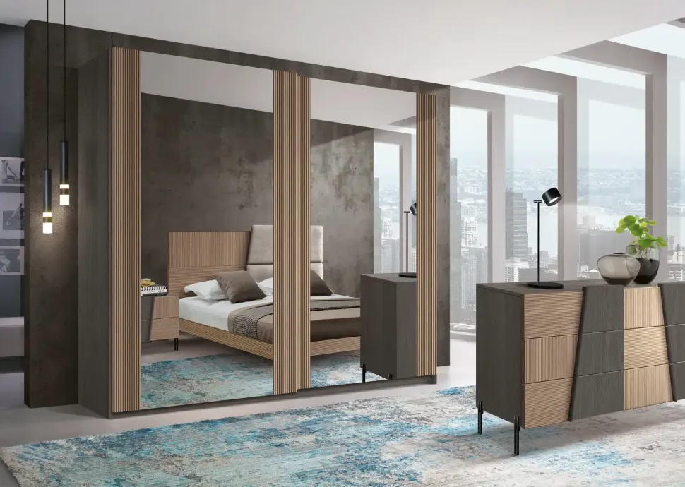 Camera da letto como' e comodini modello alessia Mobilificio bellutti in legno a prezzo scontato