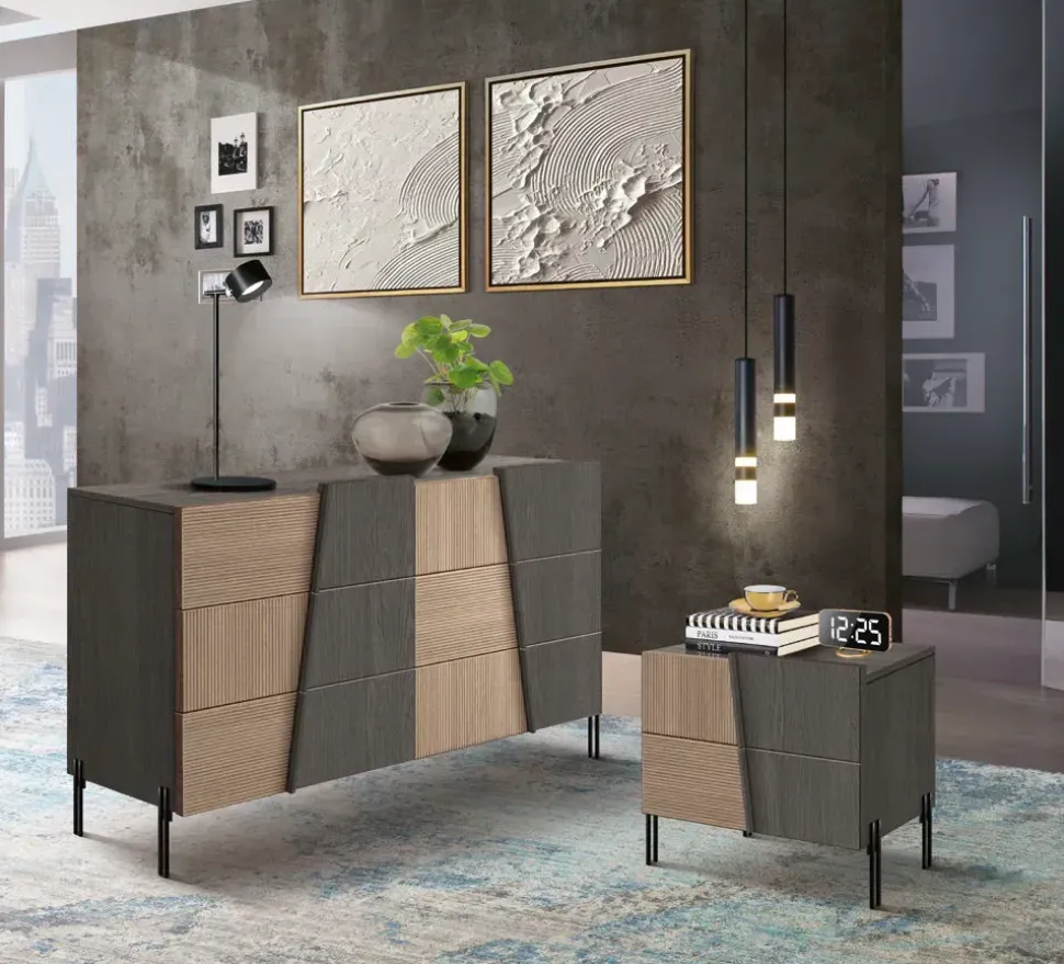 Camera da letto como' e comodini modello alessia Mobilificio bellutti in legno a prezzo scontato