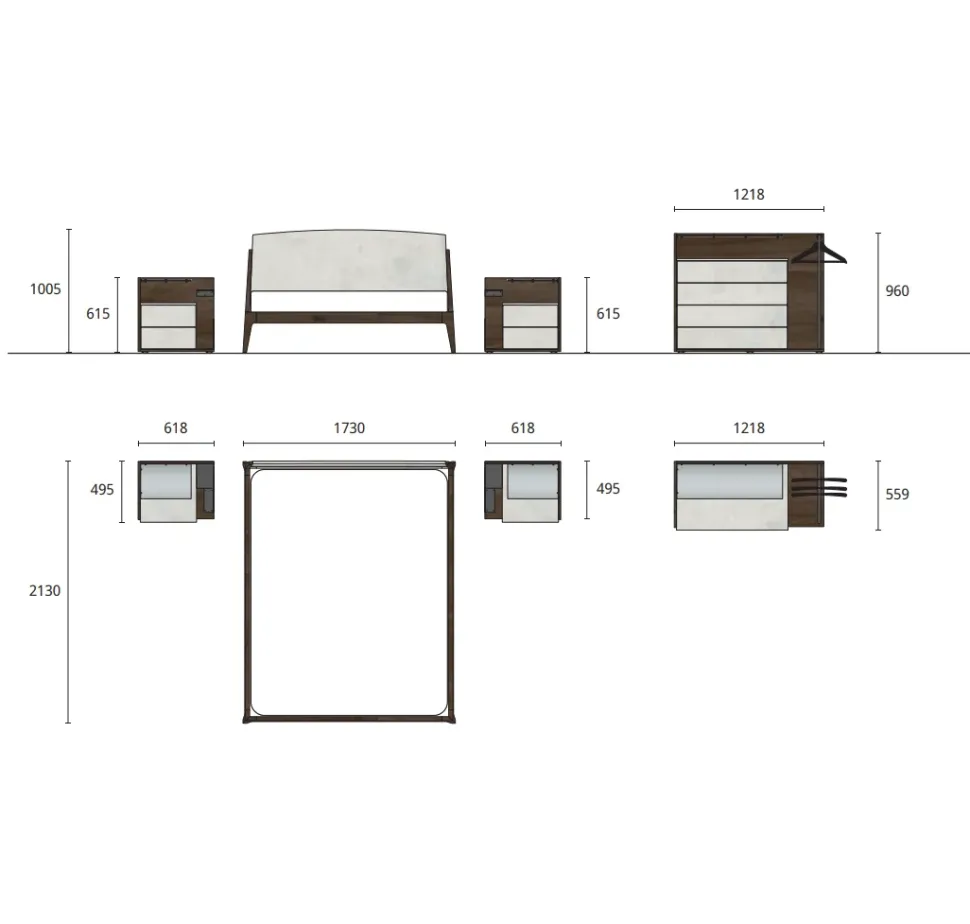 Camera da letto Composizione gl-09 Marka in legno a prezzo Outlet