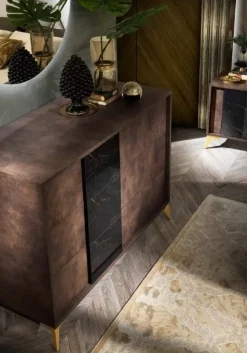 Camera da letto Grazia effetto marmo Mobilpiu in legno a prezzo Outlet