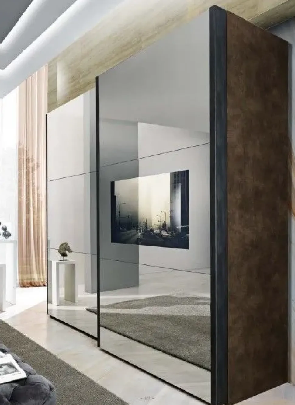 Camera da letto Grazia effetto marmo Mobilpiu in legno a prezzo Outlet