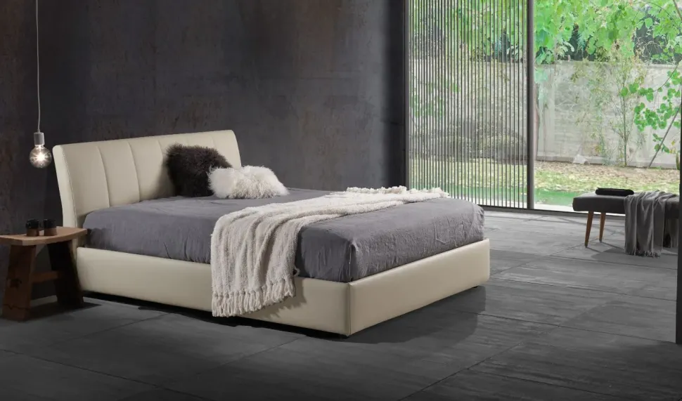 Camera da letto Letto matrimoniale mod.liam in prosconto del 50% Excò in ecopelle a prezzo scontato