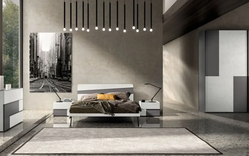 Camera da letto Night 13 power Zg mobili in laminato a prezzo Outlet