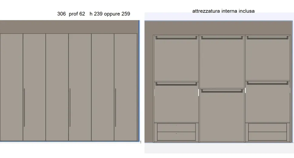 Camera da letto Pianca spillo spazio e battente Pianca in laccato opaco a prezzo Outlet