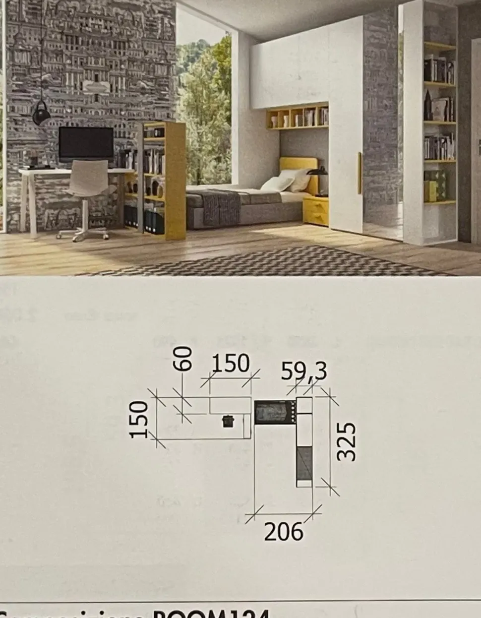 Cameretta 124 Zg mobili letti a terra scontata