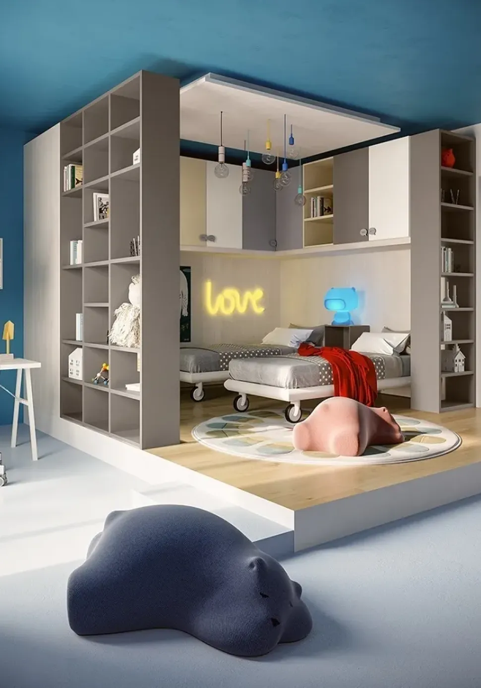 Cameretta Cameretta a ponte-angolare di giessegi scontata del 40% Giessegi letti a terra in Offerta Outlet