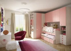 Cameretta Cameretta a ponte con cabina-spogliatoio di giessegi scontata del 40% Giessegi con letto a castello scorrevole a prezzo scontato