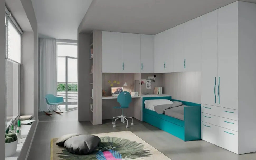 Cameretta Cameretta componibile del programma evo scontata del 30% Mistral con letto a ponte scontata