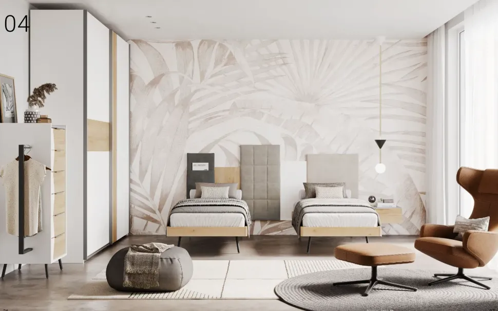 Cameretta Cameretta con doppio letto singolo Collezione esclusiva letti a terra in offerta