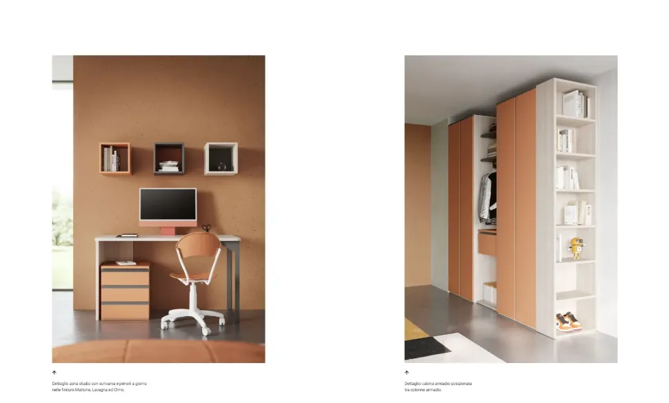 Cameretta Cameretta con grande armadio Collezione esclusiva letti a terra in Offerta Outlet