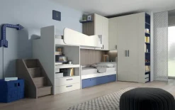 Cameretta Cameretta con letto-soppalco ad angolo scontata del 30% Mistral in laminato materico a prezzo scontato