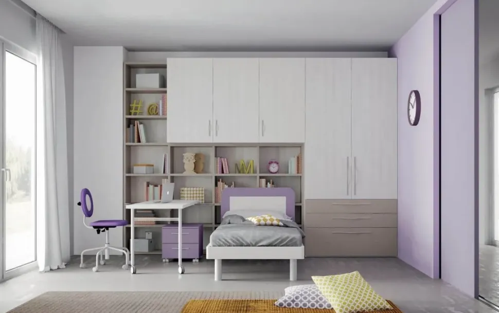 Cameretta Cameretta con scrittoio scorrevole di mistral scontata del 35% Mistral letti a terra in Offerta Outlet