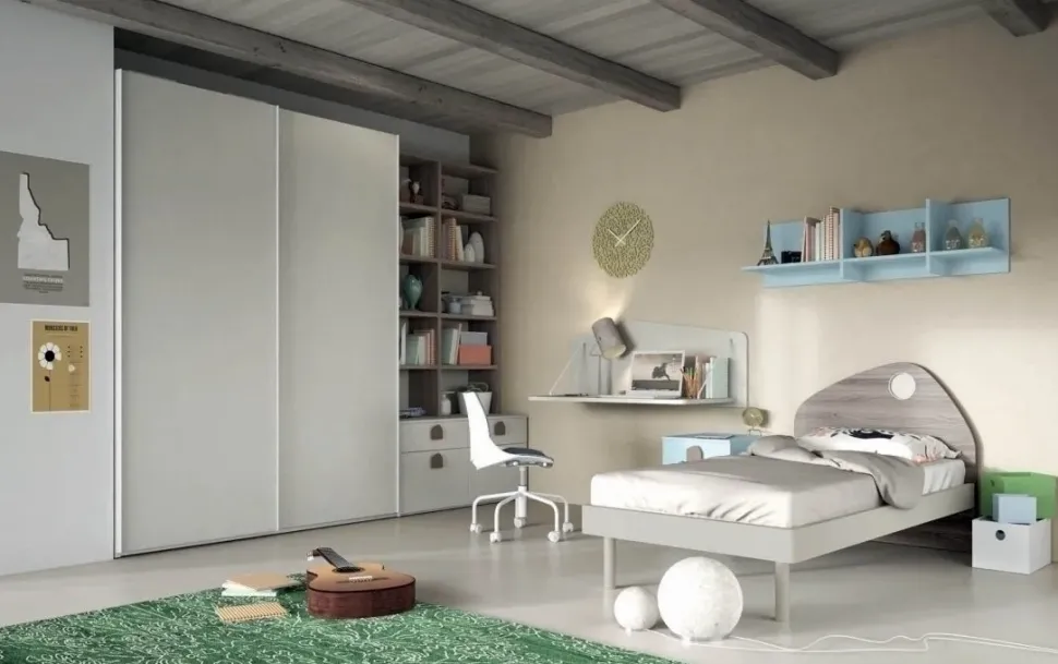 Cameretta Cameretta con scrittoio a parete di mistral scontata del 35% Mistral in laminato materico a prezzo scontato