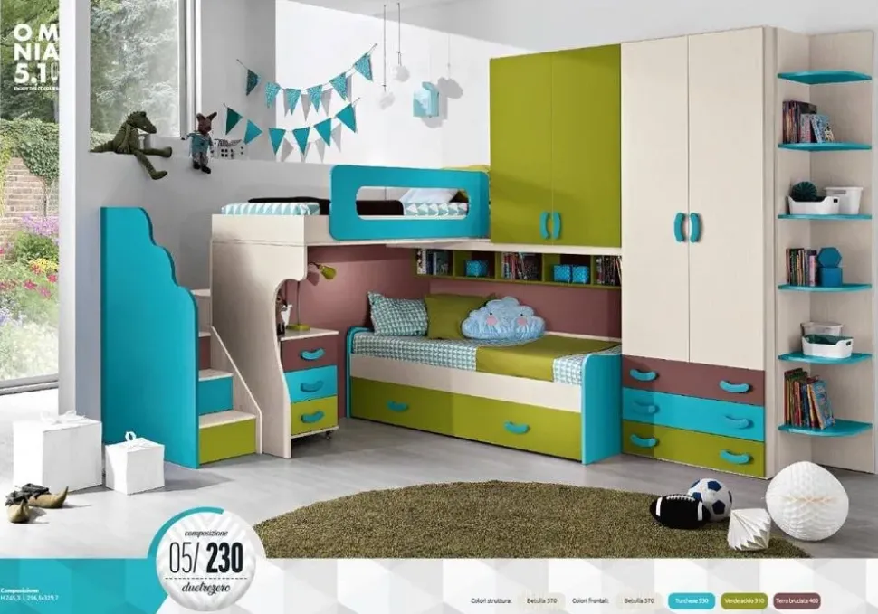 Cameretta Cameretta con soppalco angolare mod.first in promo-sconto del 50% Artigianale SCONTATA