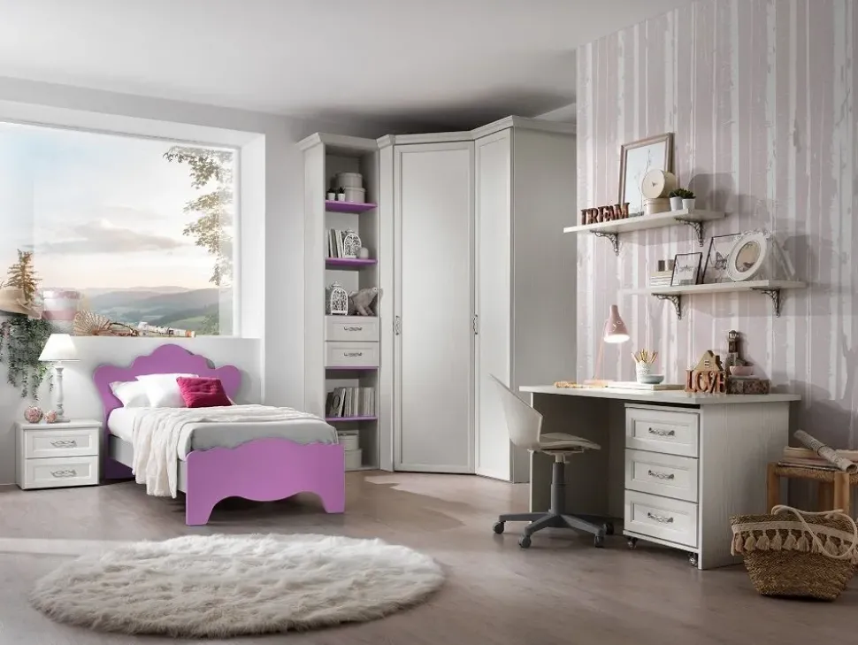 Cameretta Cameretta mod-afrodite con cabina-spogliatoio in promo-sconto del 40% Gruppo silwood con letto a terra in Offerta Outlet