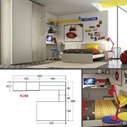 Cameretta Cameretta moderna 4 San martino mobili letti a terra a prezzo Outlet