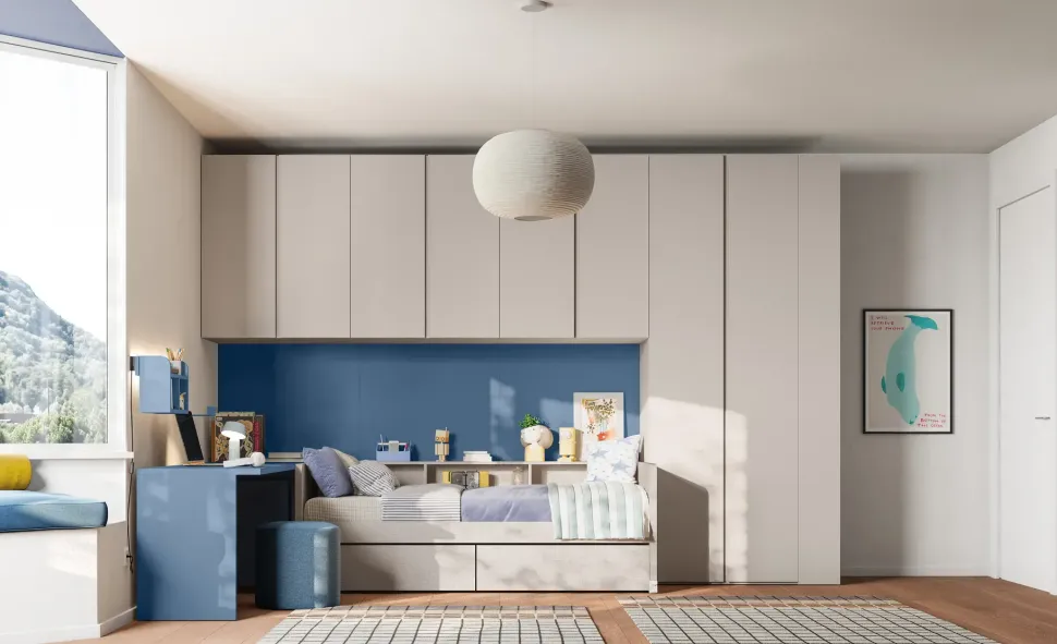 Cameretta Cameretta ponte 31 Mistral con letto a ponte a prezzo Outlet