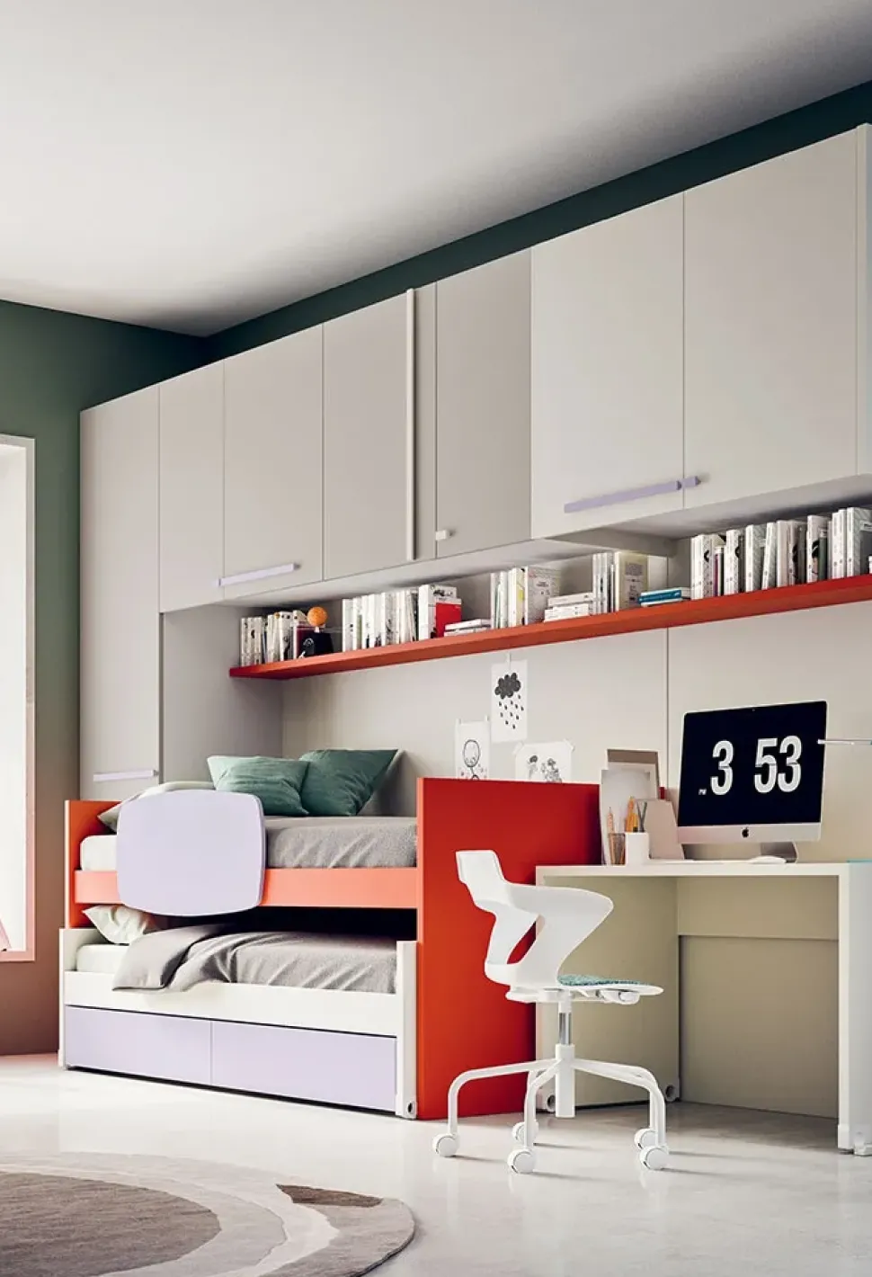 Cameretta Cameretta ponte di Clever in laminato opaco in Offerta Outlet