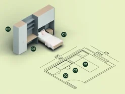 Cameretta Cameretta ponte 39 Mistral con letto a ponte a prezzo Outlet