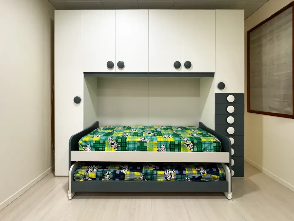 Cameretta Composizione t01 Artigianale in laminato materico a prezzo Outlet