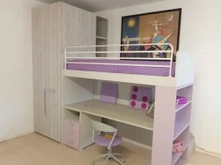 Cameretta Fantasy rosa Zg mobili con letto a castello scontata