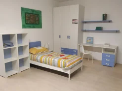 Cameretta Fantasy Zg Mobili: bianco/azzurro, letto a terra scontato!