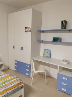 Cameretta Fantasy Zg Mobili: bianco/azzurro, letto a terra scontato!