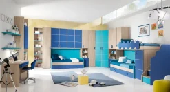 Cameretta Full con cabina angolare Gruppo silwood con letto a soppalco scontata