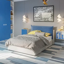 Cameretta in laccato opaco Cameretta  completa con letto imbottito di giessegi scontata del 40% Giessegi scontata a PREZZI OUTLET