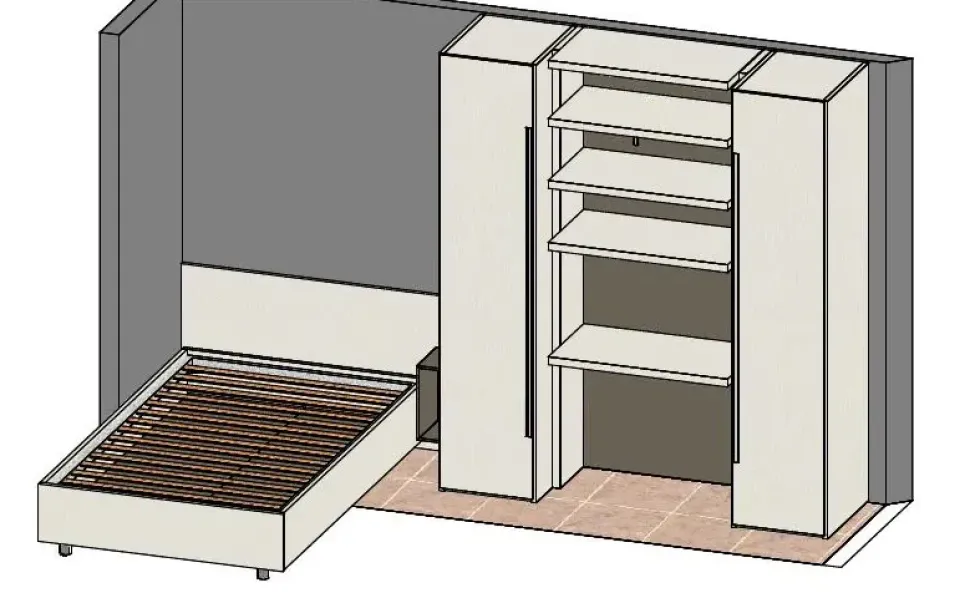 Cameretta in laminato materico Cameretta letto 1p 1/2 moretti compact Moretti compact scontata a PREZZI OUTLET