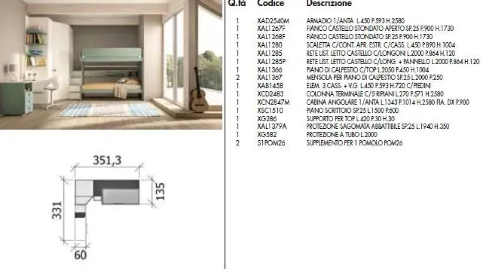 Cameretta Room164 Collezione esclusiva con letto a castello scontata