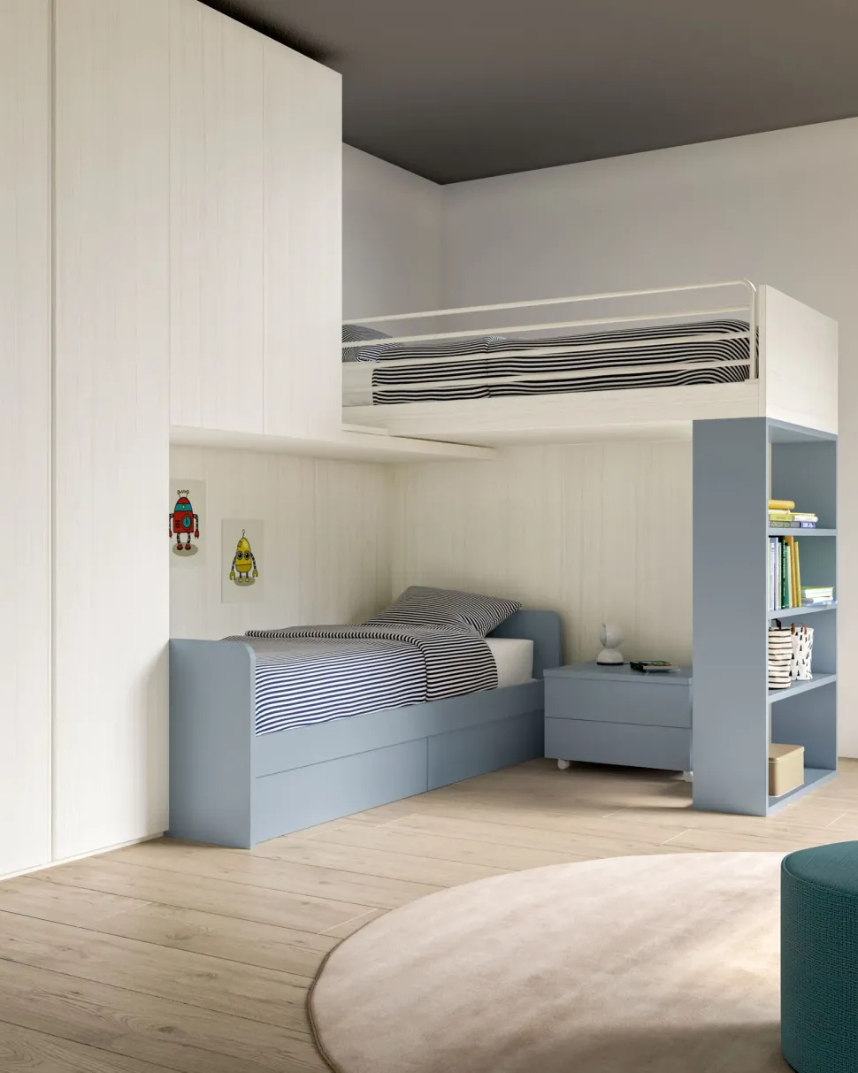 Cameretta Room166 Collezione esclusiva con letto a soppalco in offerta