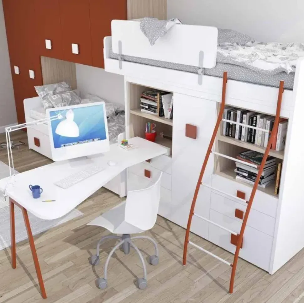 Cameretta Rossana Artigianale con letto a soppalco a prezzo scontato